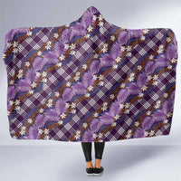 Polynesian Monstera Tiare Floral Hooded Blanket Lavender Tropical Plaid LT01 One Size Purple - Polynesian Pride
