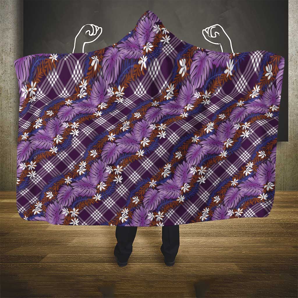 Polynesian Monstera Tiare Floral Hooded Blanket Lavender Tropical Plaid LT01 - Polynesian Pride