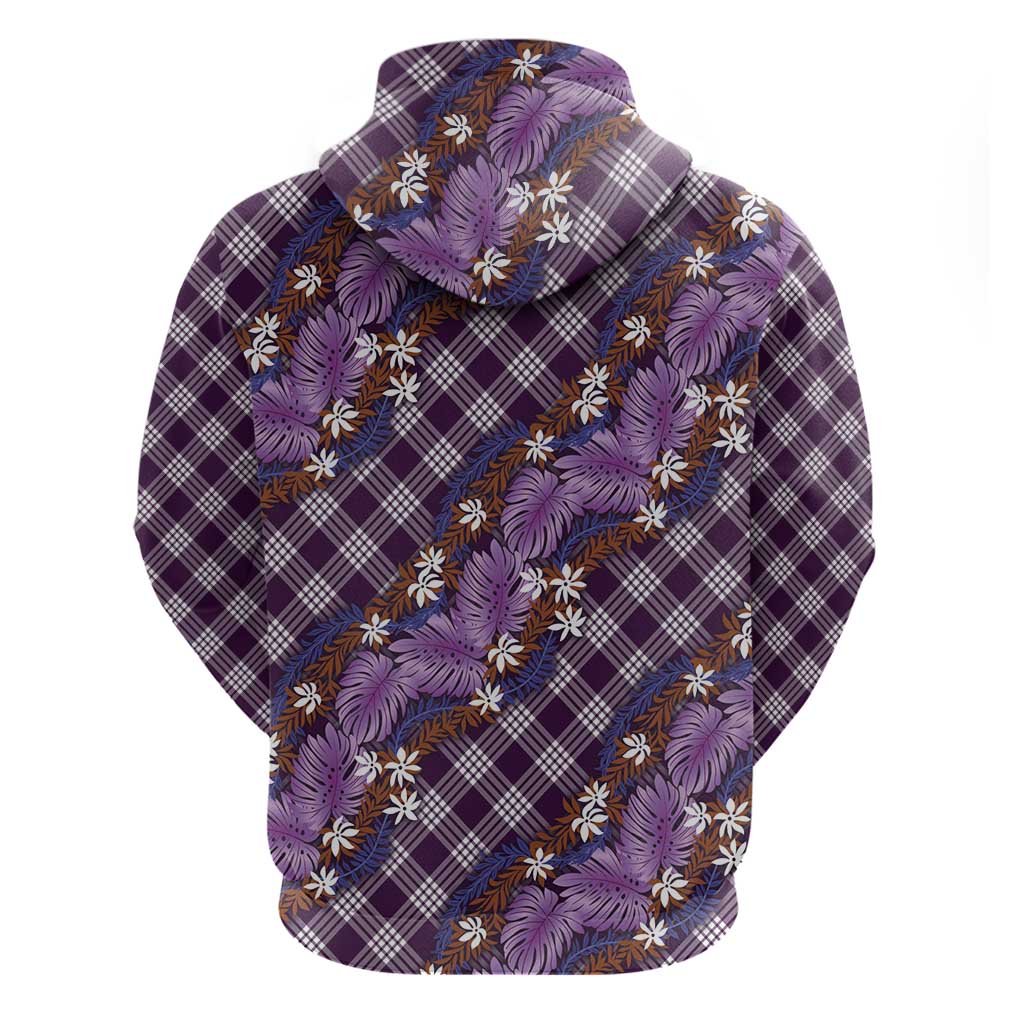Polynesian Monstera Tiare Floral Hoodie Lavender Tropical Plaid LT01 - Polynesian Pride