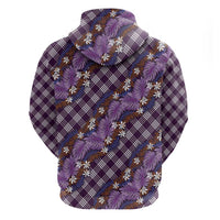 Polynesian Monstera Tiare Floral Hoodie Lavender Tropical Plaid LT01 - Polynesian Pride