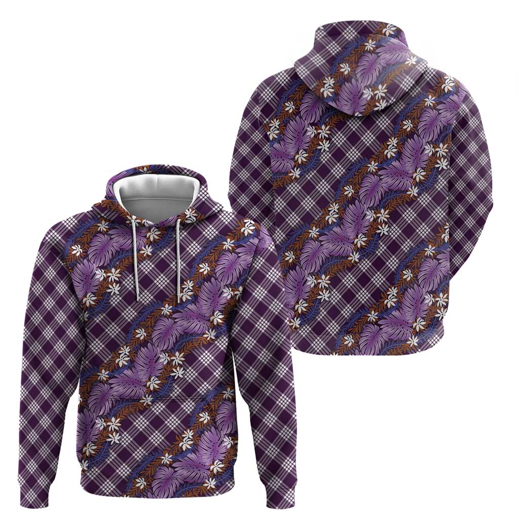 Polynesian Monstera Tiare Floral Hoodie Lavender Tropical Plaid LT01 - Polynesian Pride