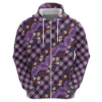 Polynesian Monstera Tiare Floral Hoodie Lavender Tropical Plaid LT01 - Polynesian Pride