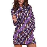 Polynesian Monstera Tiare Floral Hoodie Dress Lavender Tropical Plaid LT01 Purple - Polynesian Pride