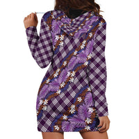 Polynesian Monstera Tiare Floral Hoodie Dress Lavender Tropical Plaid LT01 - Polynesian Pride