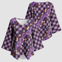 Polynesian Monstera Tiare Floral Kimono Sleeve Blouse Lavender Tropical Plaid LT01 - Polynesian Pride