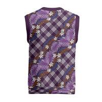 Polynesian Monstera Tiare Floral Christmas Knitted V-Neck Vest Lavender Tropical Plaid LT01 - Polynesian Pride