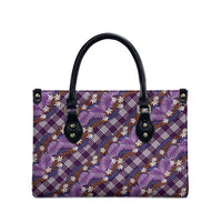 Polynesian Monstera Tiare Floral Leather Bag Lavender Tropical Plaid - Polynesian Pride