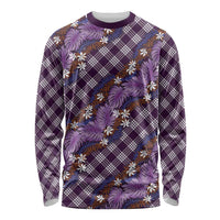 Polynesian Monstera Tiare Floral Long Sleeve Shirt Lavender Tropical Plaid LT01 Unisex Purple - Polynesian Pride