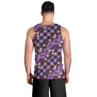 Polynesian Monstera Tiare Floral Men Tank Top Lavender Tropical Plaid LT01 - Polynesian Pride