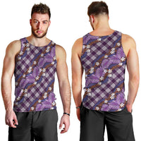 Polynesian Monstera Tiare Floral Men Tank Top Lavender Tropical Plaid LT01 - Polynesian Pride