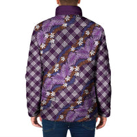 Polynesian Monstera Tiare Floral Padded Jacket Lavender Tropical Plaid LT01 - Polynesian Pride