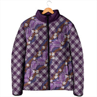 Polynesian Monstera Tiare Floral Padded Jacket Lavender Tropical Plaid LT01 - Polynesian Pride