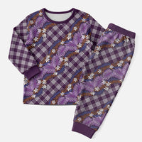 Polynesian Monstera Tiare Floral Christmas Pajama Set Lavender Tropical Plaid LT01 Men Purple - Polynesian Pride