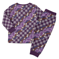 Polynesian Monstera Tiare Floral Christmas Pajama Set Lavender Tropical Plaid LT01 - Polynesian Pride
