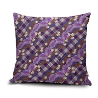 Polynesian Monstera Tiare Floral Pillow Cover Lavender Tropical Plaid - Polynesian Pride