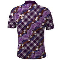 Polynesian Monstera Tiare Floral Polo Shirt Lavender Tropical Plaid LT01 - Polynesian Pride