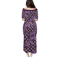 Polynesian Monstera Tiare Floral Puletasi Lavender Tropical Plaid LT01 - Polynesian Pride