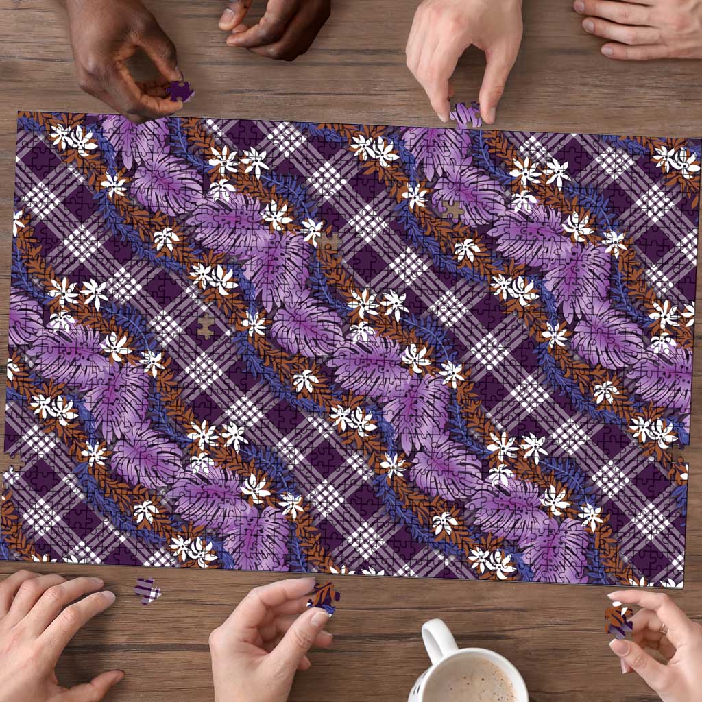 Polynesian Monstera Tiare Floral Puzzle Lavender Tropical Plaid LT01 - Polynesian Pride