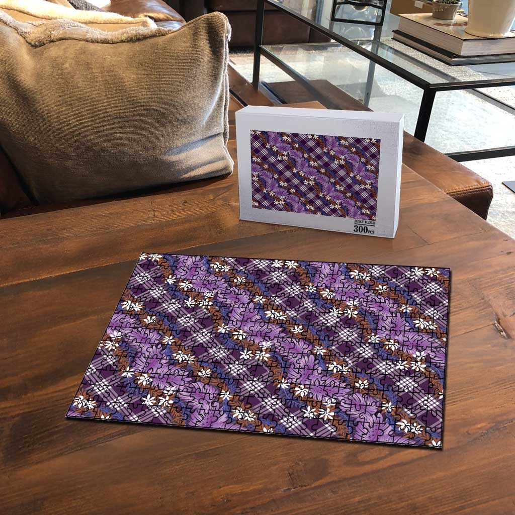 Polynesian Monstera Tiare Floral Puzzle Lavender Tropical Plaid LT01 - Polynesian Pride