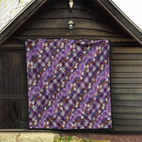 Polynesian Monstera Tiare Floral Quilt Lavender Tropical Plaid - Polynesian Pride