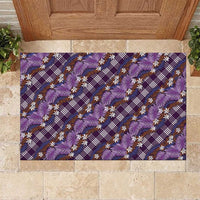 Polynesian Monstera Tiare Floral Rubber Doormat Lavender Tropical Plaid LT01 Purple - Polynesian Pride
