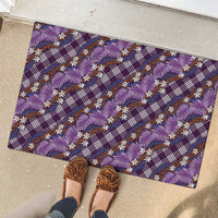 Polynesian Monstera Tiare Floral Rubber Doormat Lavender Tropical Plaid LT01 - Polynesian Pride