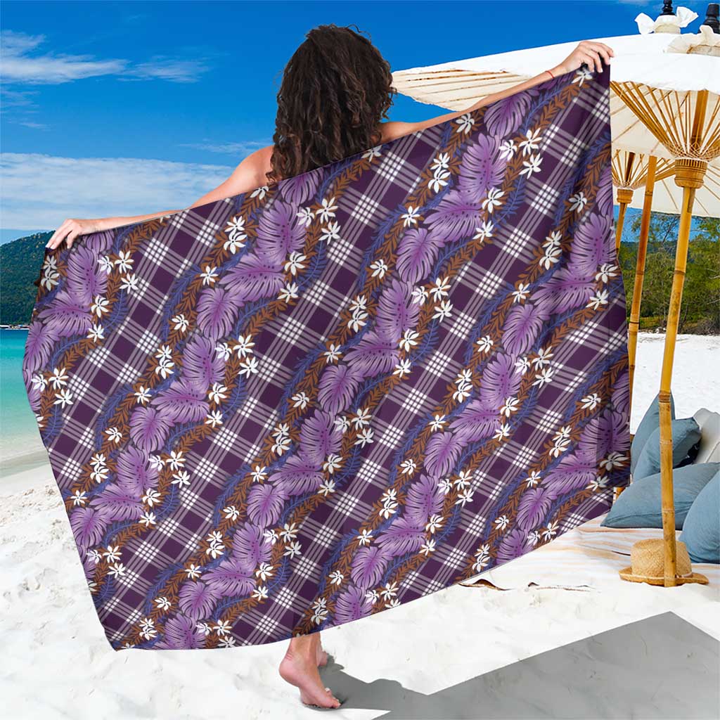 Polynesian Monstera Tiare Floral Sarong Lavender Tropical Plaid LT01 One Size 44 x 66 inches Purple - Polynesian Pride