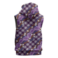 Polynesian Monstera Tiare Floral Sleeveless Zip Hoodie Lavender Tropical Plaid LT01 - Polynesian Pride
