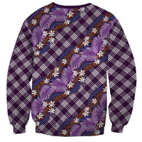 Polynesian Monstera Tiare Floral Sweatshirt Lavender Tropical Plaid LT01 - Polynesian Pride