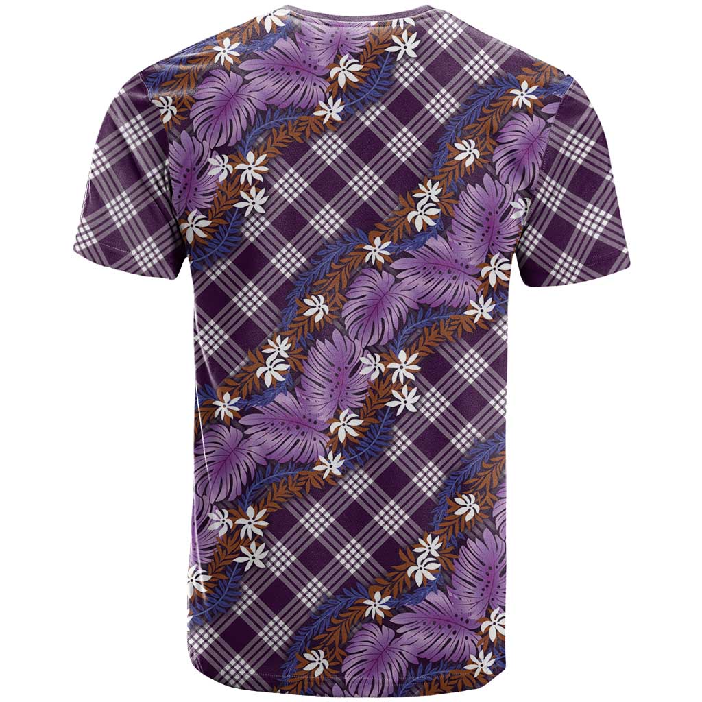 Polynesian Monstera Tiare Floral T Shirt Lavender Tropical Plaid LT01 - Polynesian Pride