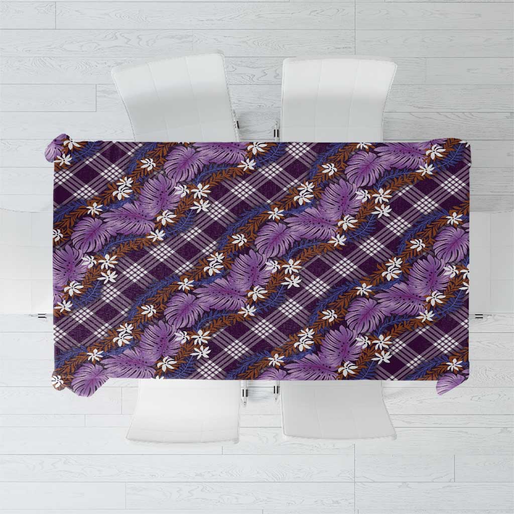 Polynesian Monstera Tiare Floral Tablecloth Lavender Tropical Plaid LT01 Purple - Polynesian Pride
