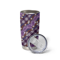 Polynesian Monstera Tiare Floral Tumbler Cup Lavender Tropical Plaid LT01 - Polynesian Pride