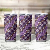 Polynesian Monstera Tiare Floral Tumbler Cup Lavender Tropical Plaid LT01 - Polynesian Pride