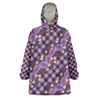 Polynesian Monstera Tiare Floral Wearable Blanket Hoodie Lavender Tropical Plaid LT01 One Size Purple - Polynesian Pride