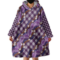 Polynesian Monstera Tiare Floral Wearable Blanket Hoodie Lavender Tropical Plaid LT01 - Polynesian Pride