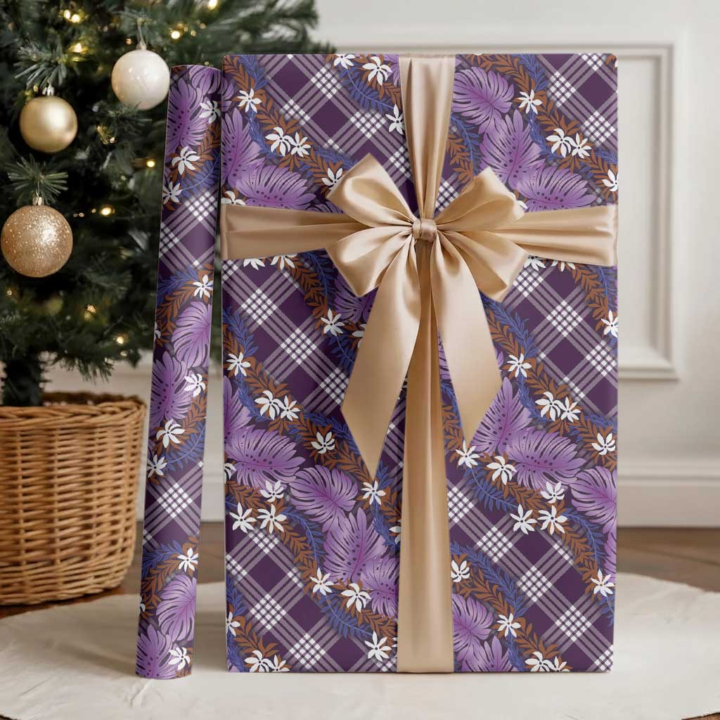 Polynesian Monstera Tiare Floral Wrapping Paper Lavender Tropical Plaid LT01 - Polynesian Pride