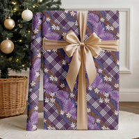Polynesian Monstera Tiare Floral Wrapping Paper Lavender Tropical Plaid LT01 - Polynesian Pride