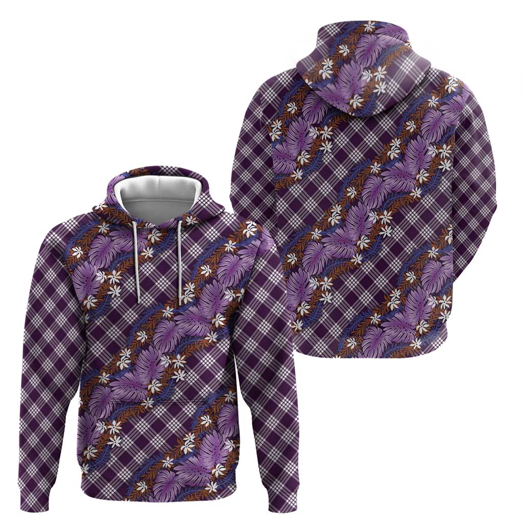 Polynesian Monstera Tiare Floral Zip Hoodie Lavender Tropical Plaid LT01 - Polynesian Pride