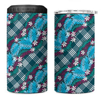 Polynesian Monstera Tiare Floral 4 in 1 Can Cooler Tumbler Dark Teal Tropical Plaid LT01 One Size: 16 oz Teal - Polynesian Pride