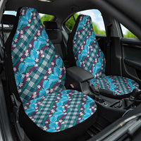 Polynesian Monstera Tiare Floral Car Seat Cover Dark Teal Tropical Plaid LT01 One Size Teal - Polynesian Pride
