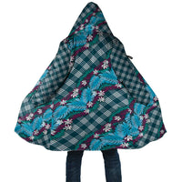 Polynesian Monstera Tiare Floral Cloak Dark Teal Tropical Plaid LT01 Unisex Teal - Polynesian Pride