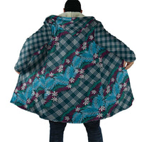 Polynesian Monstera Tiare Floral Cloak Dark Teal Tropical Plaid LT01 - Polynesian Pride
