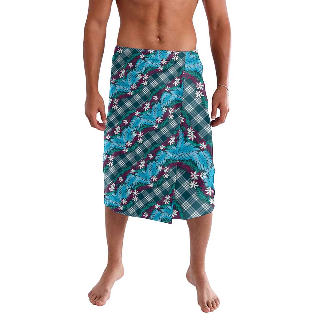 Polynesian Monstera Tiare Floral Lavalava Dark Teal Tropical Plaid - Polynesian Pride