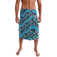 Polynesian Monstera Tiare Floral Lavalava Dark Teal Tropical Plaid - Polynesian Pride
