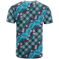 Polynesian Monstera Tiare Floral T Shirt Dark Teal Tropical Plaid LT01 - Polynesian Pride