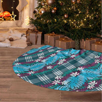 Polynesian Monstera Tiare Floral Tree Skirt Dark Teal Tropical Plaid LT01 - Polynesian Pride