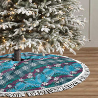 Polynesian Monstera Tiare Floral Tree Skirt Dark Teal Tropical Plaid LT01 - Polynesian Pride