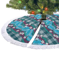 Polynesian Monstera Tiare Floral Tree Skirt Dark Teal Tropical Plaid LT01 - Polynesian Pride