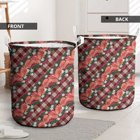 Polynesian Monstera Tiare Floral Laundry Basket Burgundy Tropical Plaid LT01 - Polynesian Pride
