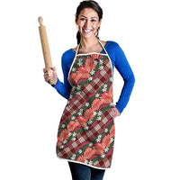Polynesian Monstera Tiare Floral Apron Burgundy Tropical Plaid LT01 - Polynesian Pride